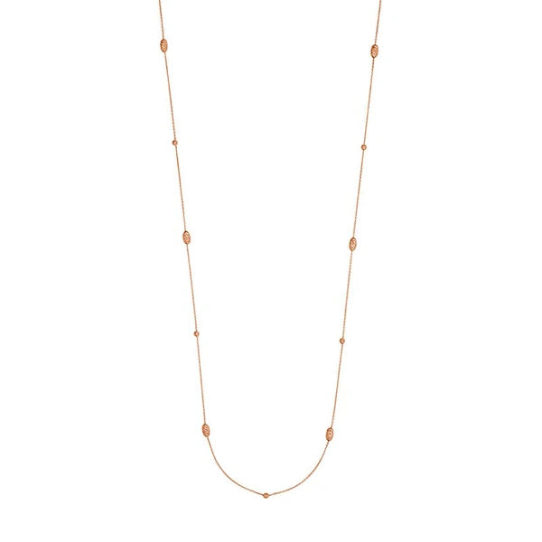 Sterling Silver Diamond-Cut Bead Station Long Necklace