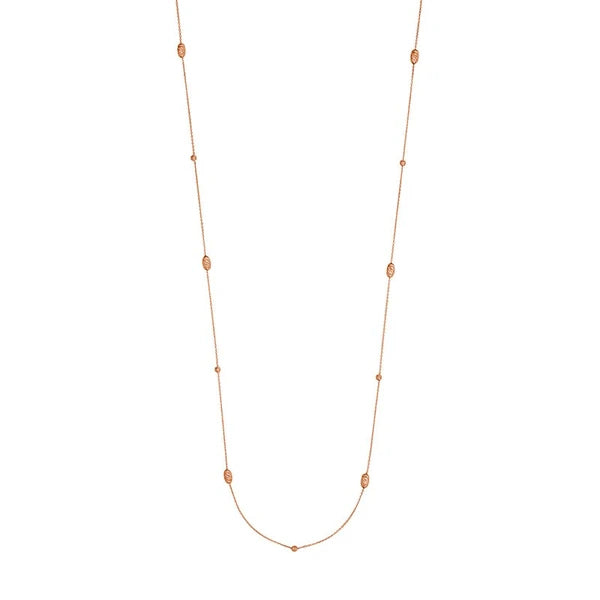 Sterling Silver Diamond-Cut Bead Station Long Necklace