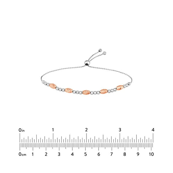 Sterling Silver White and Rose D/C Beads Bolo Bracelet