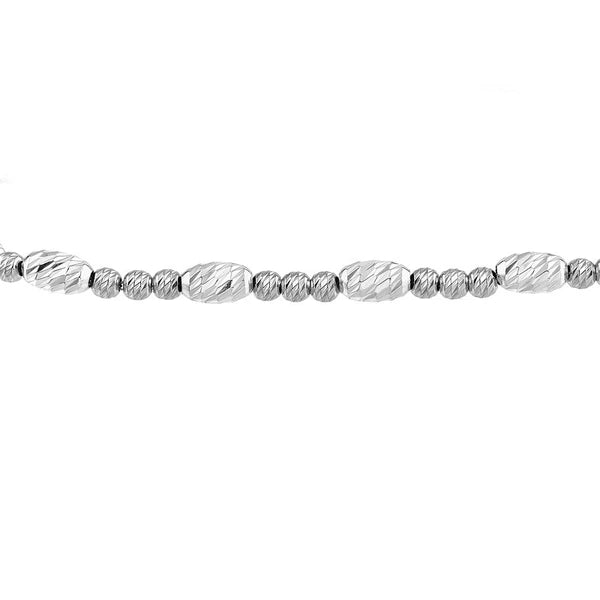 Sterling Silver White Diamond-Cut Beads Bolo Bracelet