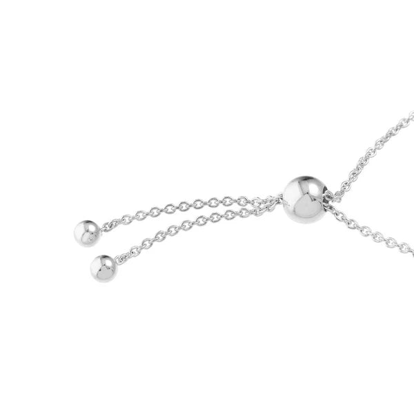 Sterling Silver White Diamond-Cut Beads Bolo Bracelet