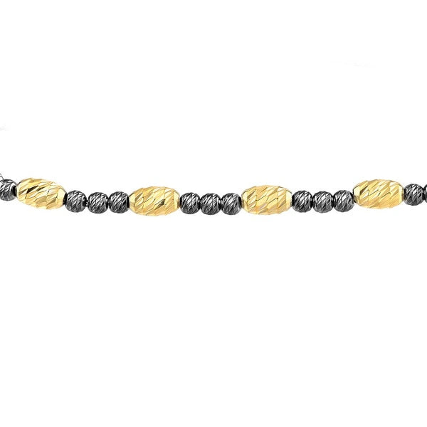 Sterling Silver Black and Yellow D/C Beads Bolo Bracelet