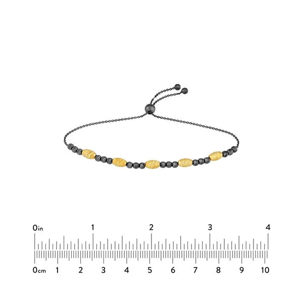 Sterling Silver Black and Yellow D/C Beads Bolo Bracelet