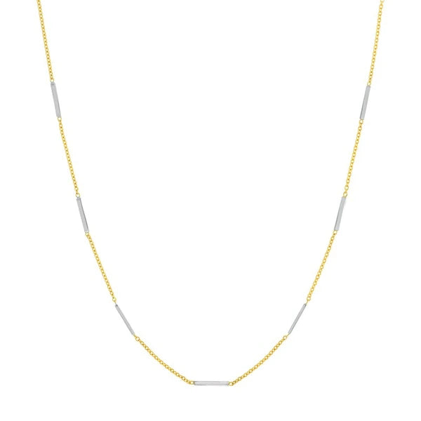 Two-Tone Staple Bar Stations Adjustable Necklace