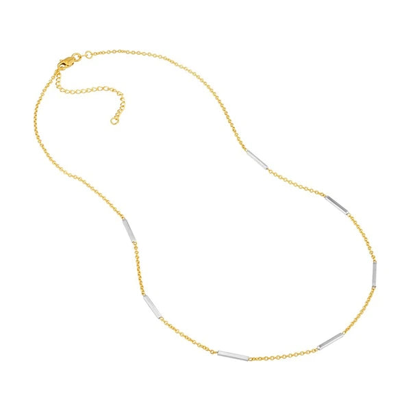 Two-Tone Staple Bar Stations Adjustable Necklace