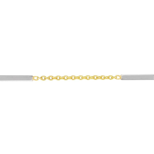 Two-Tone Staple Bar Stations Adjustable Bracelet