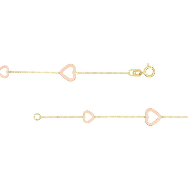 Two-Tone Open Heart on Box Chain Necklace