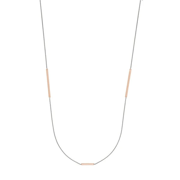 Long And Lovely Rose/White Bead Necklace