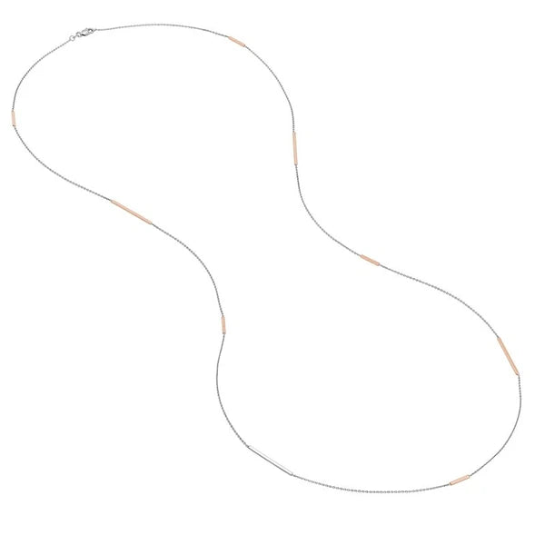Long And Lovely Rose/White Bead Necklace
