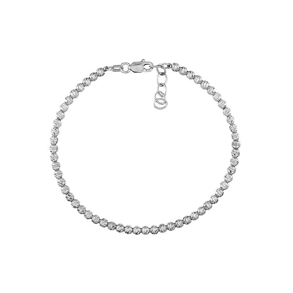 Sterling Silver Diamond-Cut Beads Adjustable Bracelet