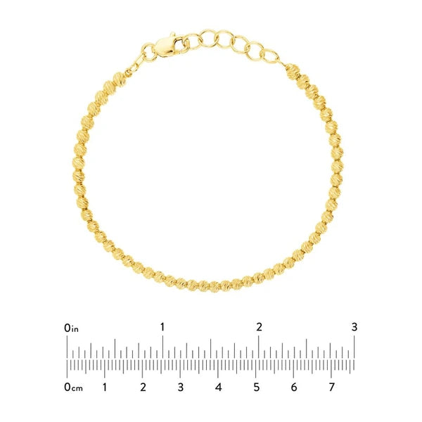 Sterling Silver Diamond-Cut Beads Adjustable Bracelet