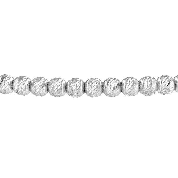 Sterling Silver Diamond-Cut Beads Adjustable Bracelet