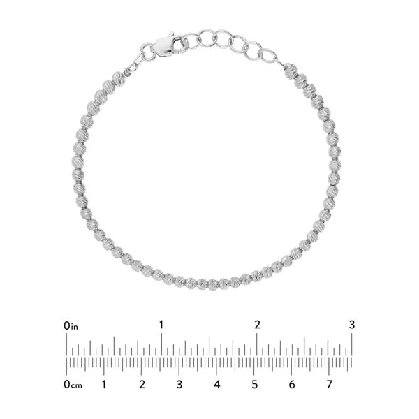 Sterling Silver Diamond-Cut Beads Adjustable Bracelet