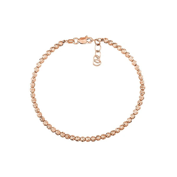 Sterling Silver Diamond-Cut Beads Adjustable Bracelet