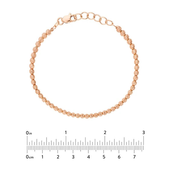Sterling Silver Diamond-Cut Beads Adjustable Bracelet