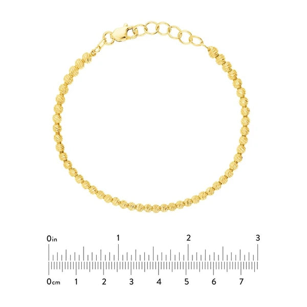 Sterling Silver Diamond-Cut Beads Adjustable Bracelet