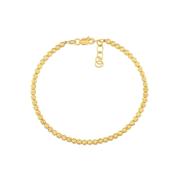Sterling Silver Diamond-Cut Beads Adjustable Bracelet