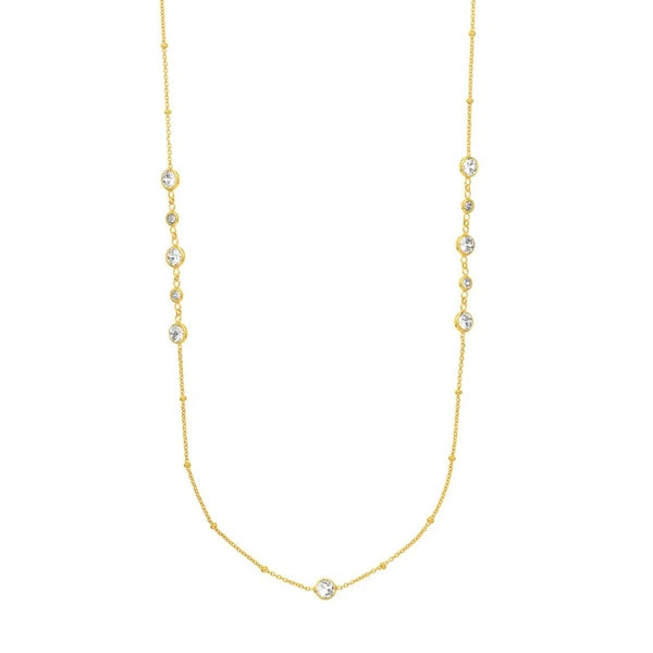 Saturn Chain Bezel Long Necklace