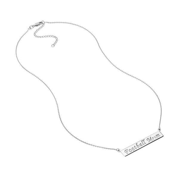 Plated Sterling Silver Football Mom Bar Necklace