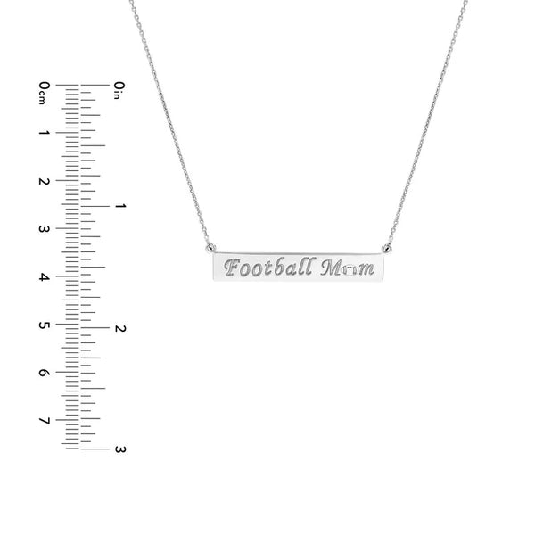 Plated Sterling Silver Football Mom Bar Necklace