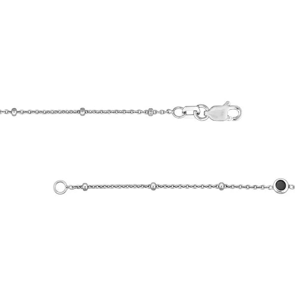 Sterling Silver Black Bezel Saturn Chain Long Necklace