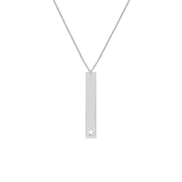Plated Sterling Silver Vertical Bar Star Necklace