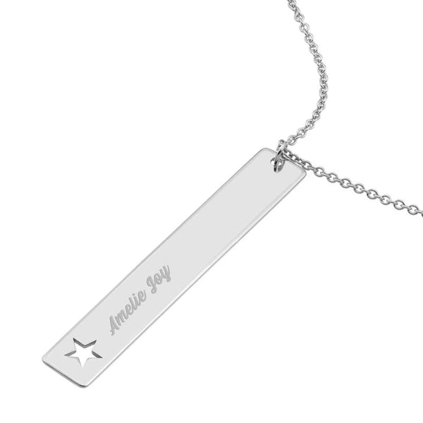 Plated Sterling Silver Vertical Bar Star Necklace