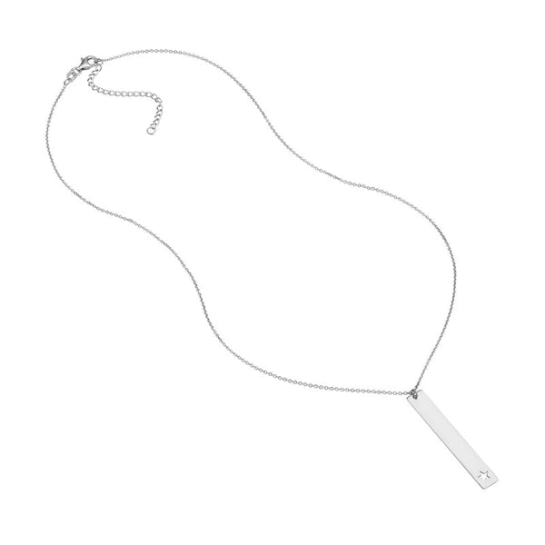 Plated Sterling Silver Vertical Bar Star Necklace