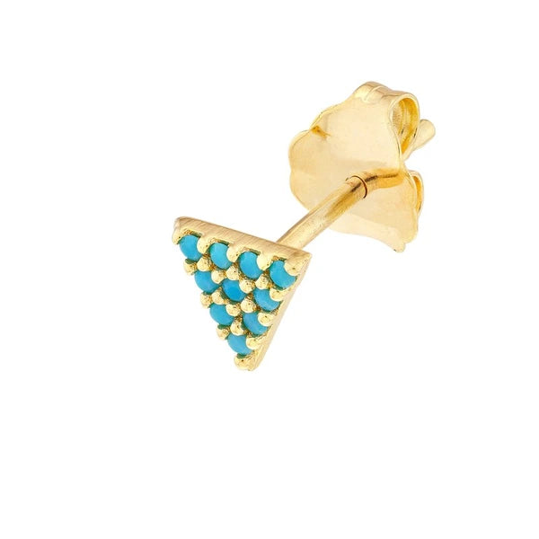 Simulated Turquoise Triangle Stud Earrings