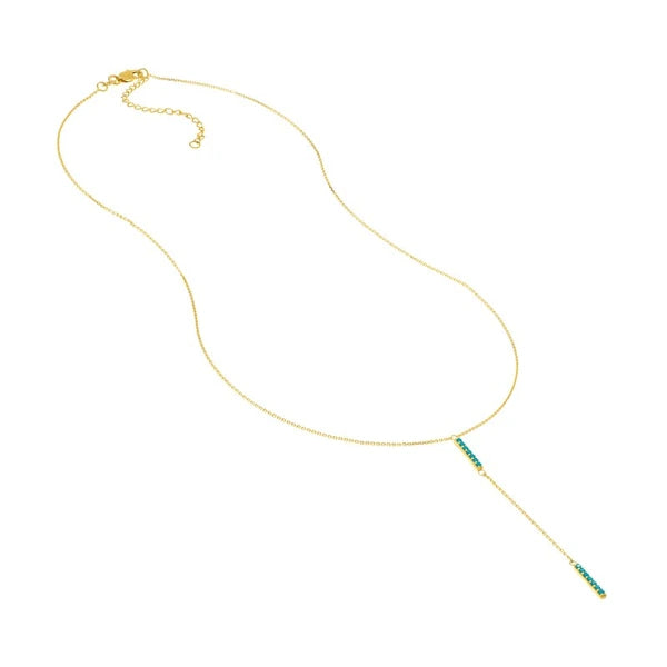 Simulated Turquoise Staple Lariat Necklace
