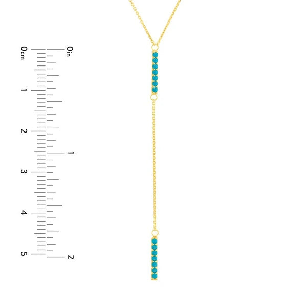 Simulated Turquoise Staple Lariat Necklace