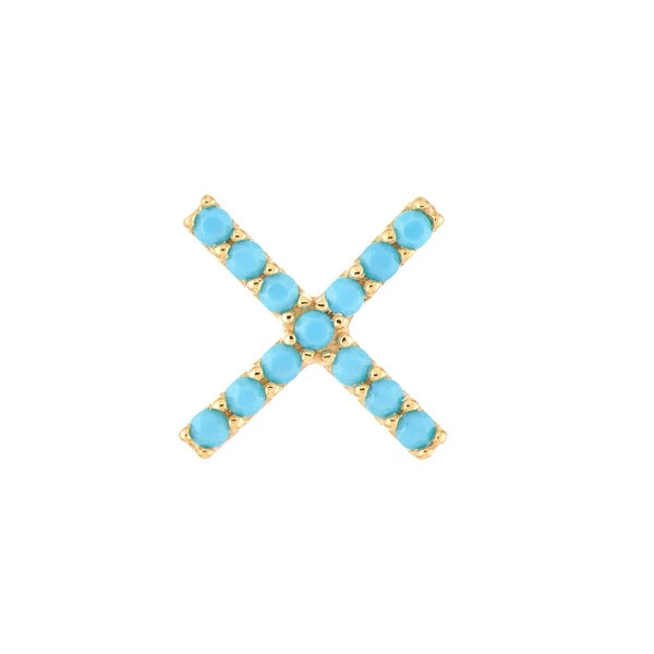 X Stud Earrings with Simulated Turquoise