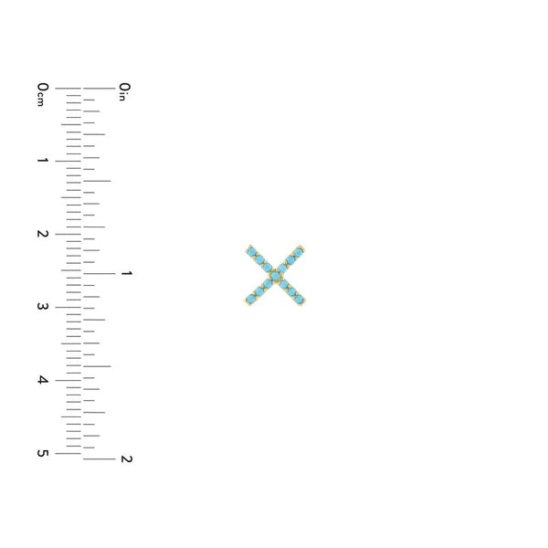 X Stud Earrings with Simulated Turquoise