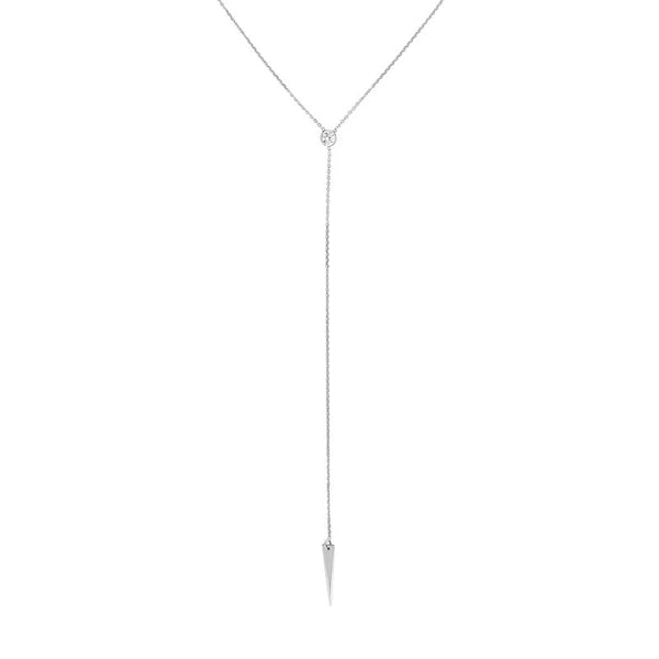 CZ Bezel and Spear Lariat Necklace