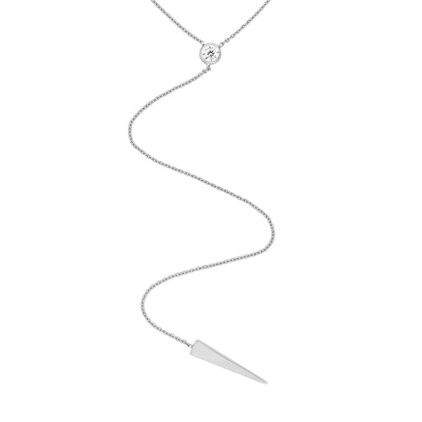 CZ Bezel and Spear Lariat Necklace