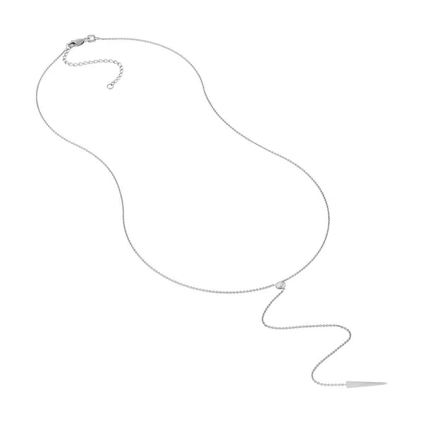 CZ Bezel and Spear Lariat Necklace