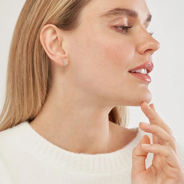 Simulated Turquoise Staple Stud Earrings
