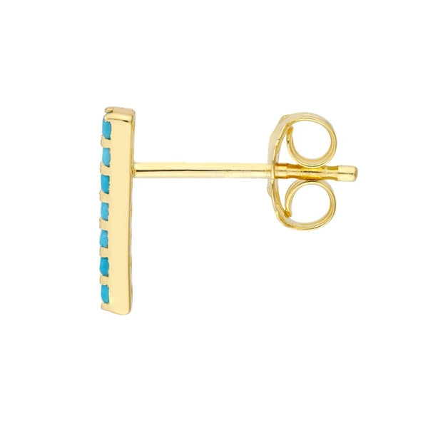 Simulated Turquoise Staple Stud Earrings