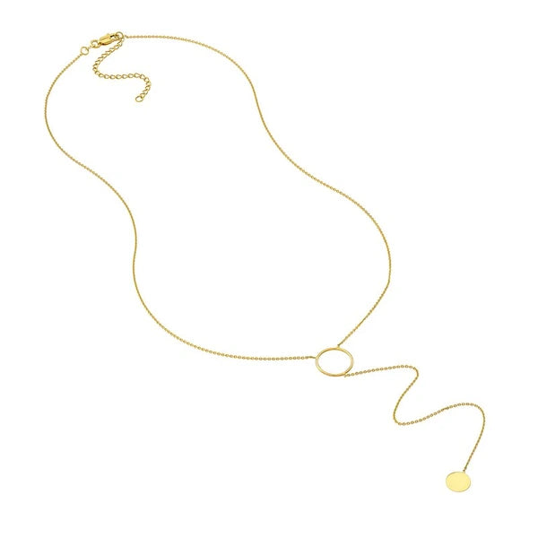 Circle and Engravable Disc Lariat Necklace