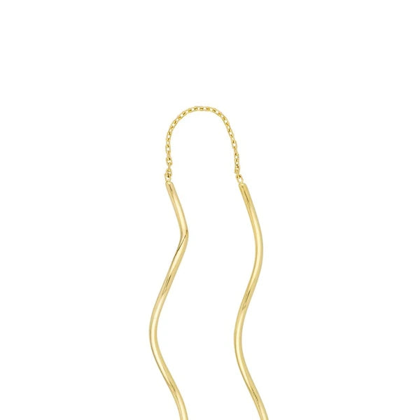 Wavy Tube and Chain Threader Earrings