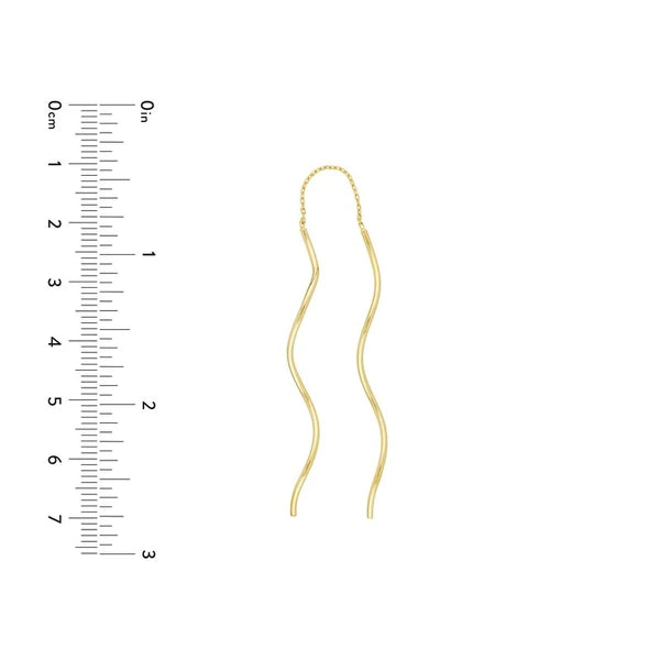 Wavy Tube and Chain Threader Earrings