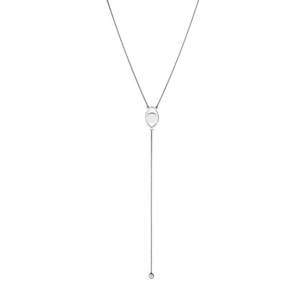 Sterling Silver Evil Eye with CZ Drop Lariat Necklace