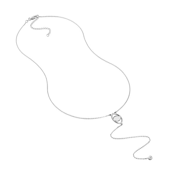 Sterling Silver Evil Eye with CZ Drop Lariat Necklace