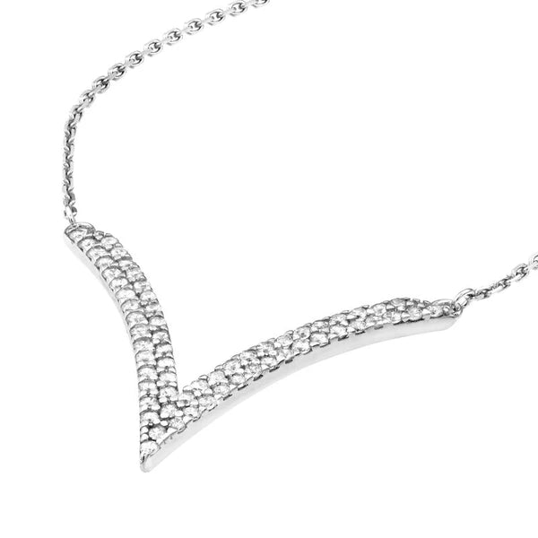 Sterling Silver CZ Chevron Adjustable Necklace