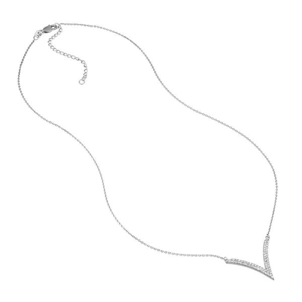 Sterling Silver CZ Chevron Adjustable Necklace