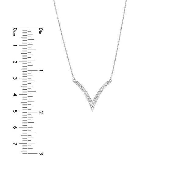 Sterling Silver CZ Chevron Adjustable Necklace