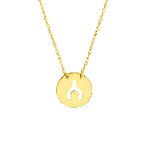 So You Cutout Wishbone Mini Disc Adjustable Necklace