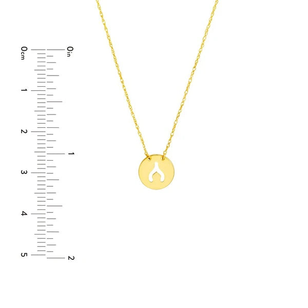 So You Cutout Wishbone Mini Disc Adjustable Necklace