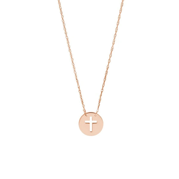 So You Cross Cutout Mini Disc Adj Necklace