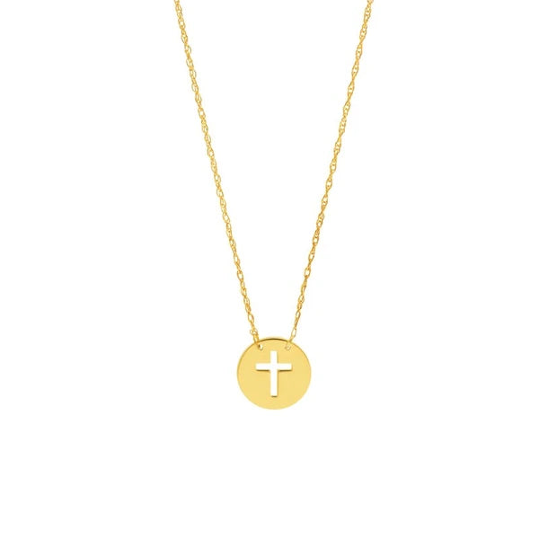So You Cross Cutout Mini Disc Adj Necklace